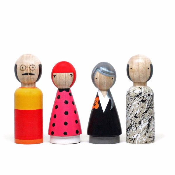 Hand Painted Wooden Peg Dolls for Kids Modern Artists , Artist Dolls –  Goose Grease