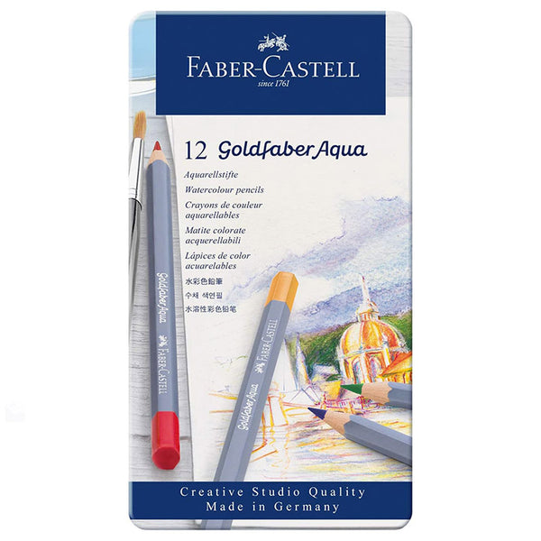 Goldfaber Aqua Watercolor Pencil Sets, 12-Color Tin Set